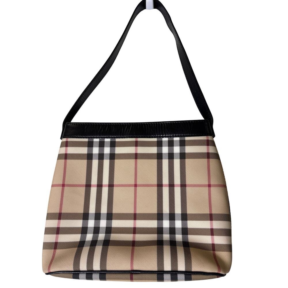 Burberry Classic Vintage Plaid Vinyl Handbag 10"x 8" - Picture 3 of 5